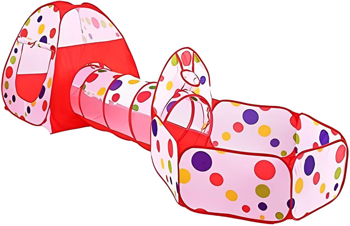 3-in-1 Kids Play Tent Set with Tunnel & 100 Balls