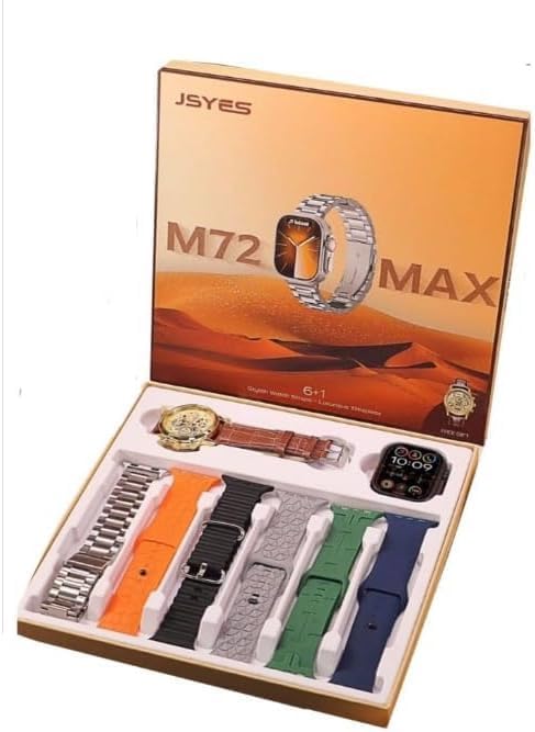M72 Max Smart Watch wrist watch pack | 2 Watches + 7 Straps